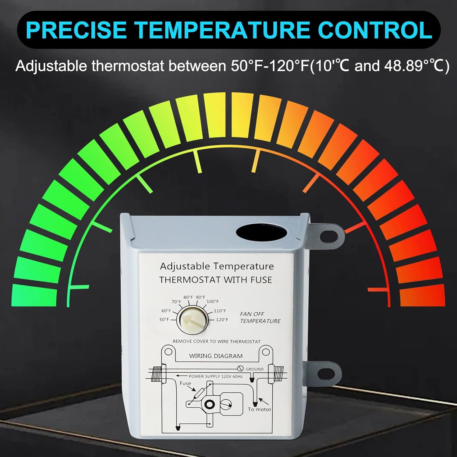 Criditpid 7 Inch Shutter Exhaust Fan with Speed Controller, 576 CFM High Speed Vent Fan with Adjustable Thermostat, 1700 RPM Wall Mounted Kitchen Exhaust Fan for Attic, Garage, Gable Ventilation.