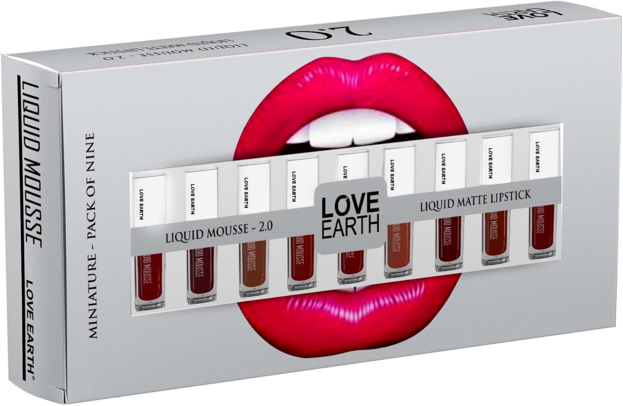Love Earth Liquid Mousse Lipstick 2.O Matte Finish Combo Kit | Lightweight, Non-Sticky, Non-Drying, Transferproof, Waterproof Set | Multicolor Mini Liquid – (2ml x 9) 18ml