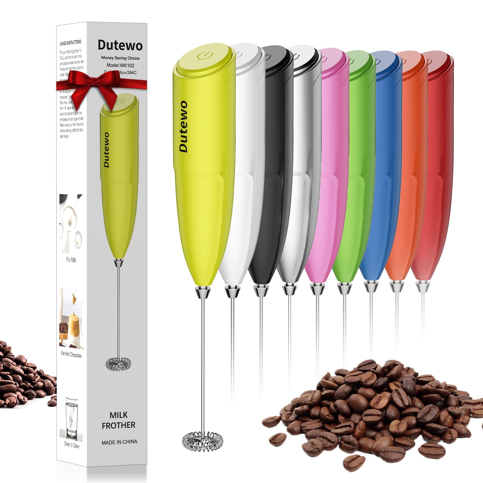 Hand Mixer Milk Frother for Coffee - Dutewo Frother Handheld Foam Maker for Lattes Electric whisk Drink Mixer