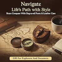 Vista 2 de Wind & Weather Antiqued Brass Poem Compass with Leather Case