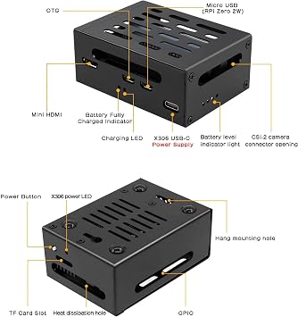 Geekworm Raspberry Pi Zero 2W dedicated power management expansion board with metal case and aluminum heatsink RPi Zero 2W, batteries not included!