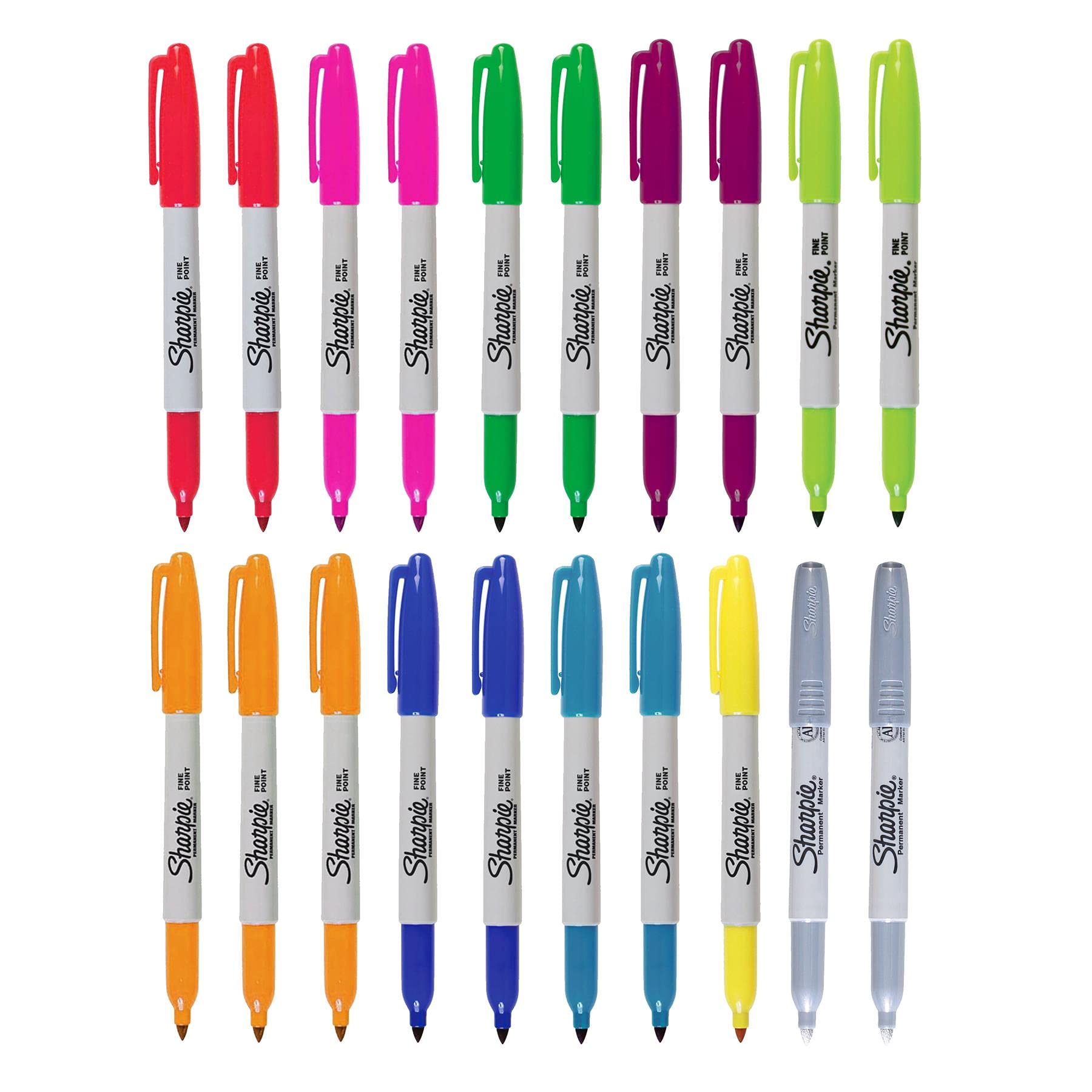 Veeu 20 Pack Rainbow Assorted Fine Point Permanent Marker Pens