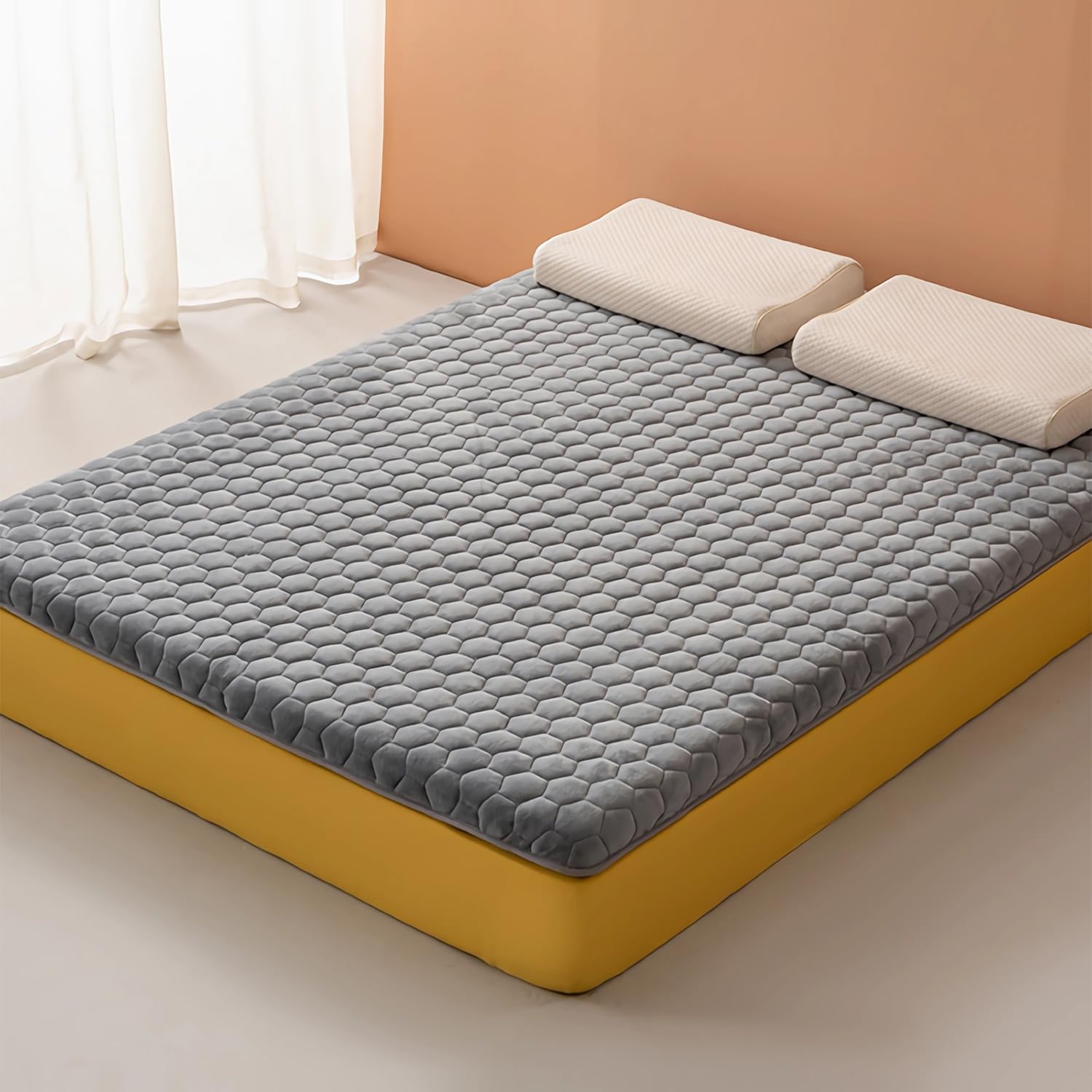LXJDDLD Japanese Futon Mattress,Tatami Mattress Topper,Portable Sleeping Pad,Roll Up Floor Mattress,Foldable Tatami Mat for Sofa Lounger Camping Dormitory Yoga Nap Meditation,Gray 8cm,150x200cm
