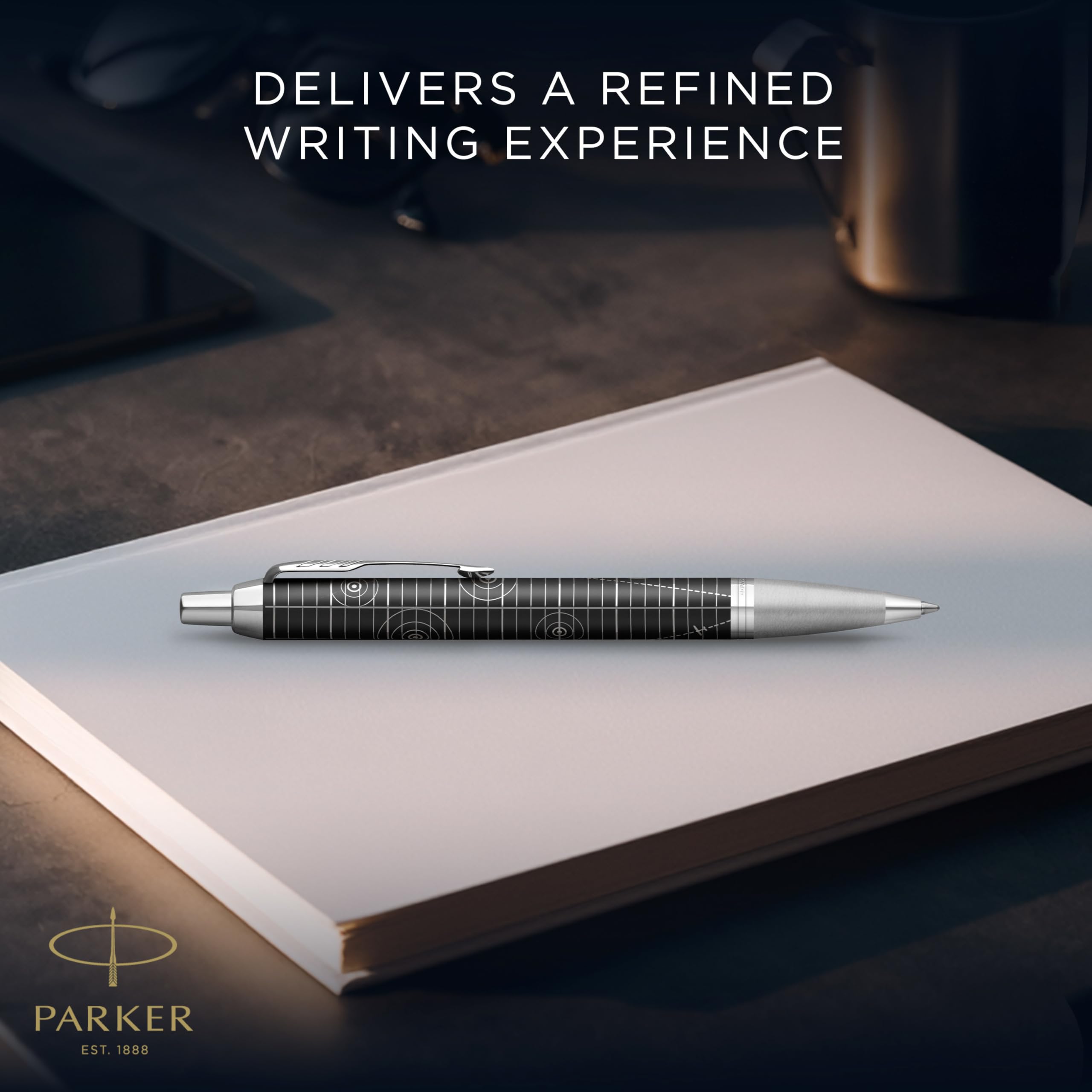 Parker IM Premium długopis kulkowy, dziedzictwo lotu, chromowane wykończenie, średni punkt, pudełko prezentowe