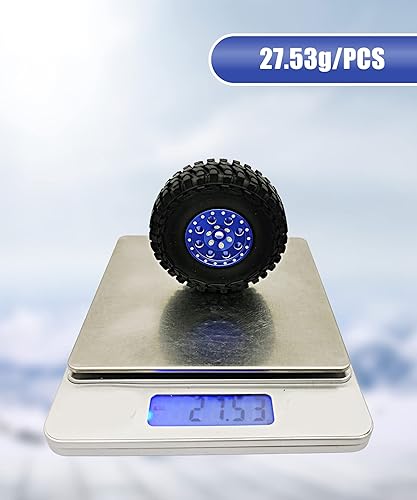 Miniatura 6 de Beadlock Ruedas y neumáticos 4 piezas de metal Micro Crawler neumáticos con rueda RC de 0.276 in espaciador hexagonal para Axial SCX24 90081 124 RC