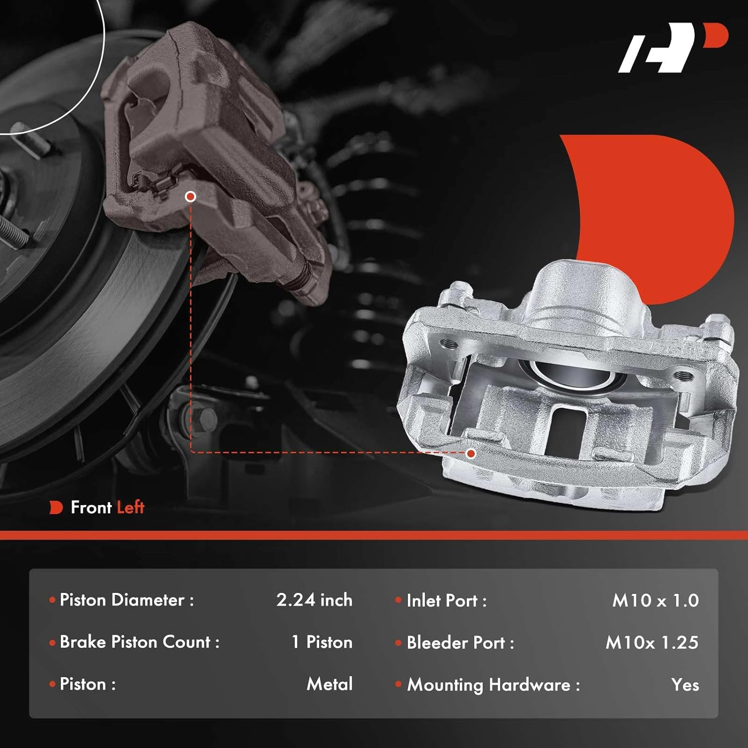 A-Premium Disc Brake Caliper Assembly with Bracket Compatible with Honda Models - Accord 2003 2004 2005 2006 2007, 2.4L 3.0L - Front Left Driver Side