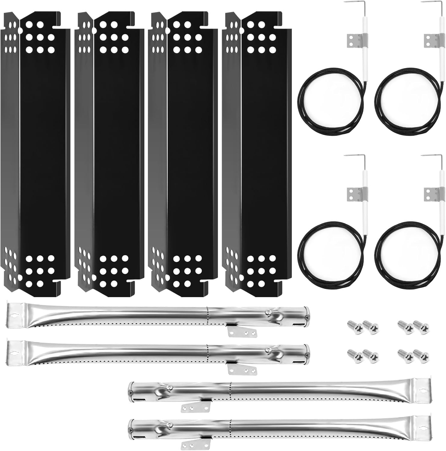 Grill Replacement Parts for Nexgrill 720-0830H 720-0888 720-0888N 720-0783E 720-0864M Porcelain Steel Heat Shield Plate, Grill Burner Igniter Kit for Home Depot Nexgrill 4 Burner Replace