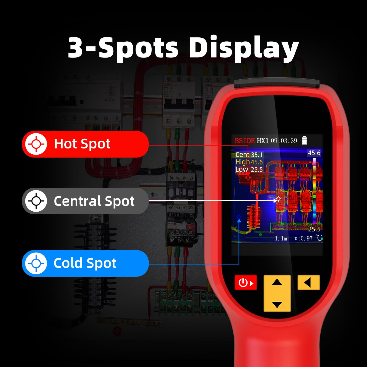 BSIDE HX1 Termocamera Infrarossi Alta Risoluzione 240 x 240 Termocamera Portatile con Frequenza di Aggiornamento 25Hz 15 Palette Colori -4°F a 1022°F per Casa Perdite Acqua Tubi Elettronica