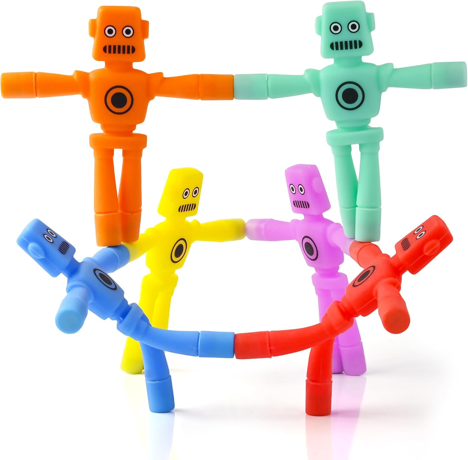Resumplan 6 Pack Magnetic Robot Toys for Boys & Girls, Party Favors and Birthday Gifts,Silicone STEM Travel Fidget Set for Kids