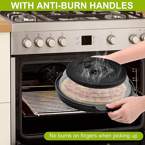 Miniatura 3 de Cubierta para salpicaduras de microondas y placa antiquemaduras, cubierta plegable de plástico y silicona para microondas para alimentos con