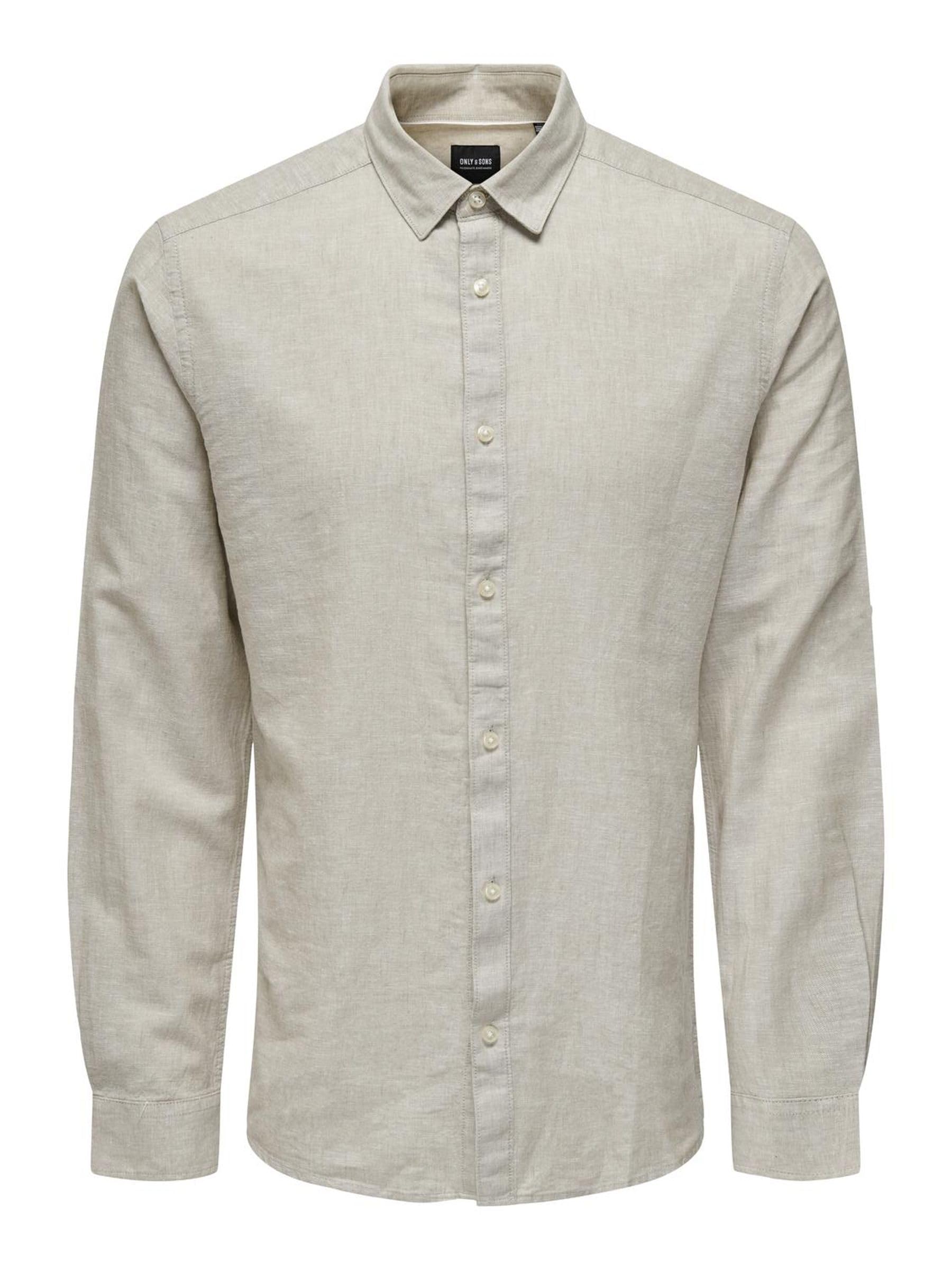 Only & Sons Men's Chinchilla Onscaiden Ls Solid Linen Shirt Noos Shirt Not Applicable, L