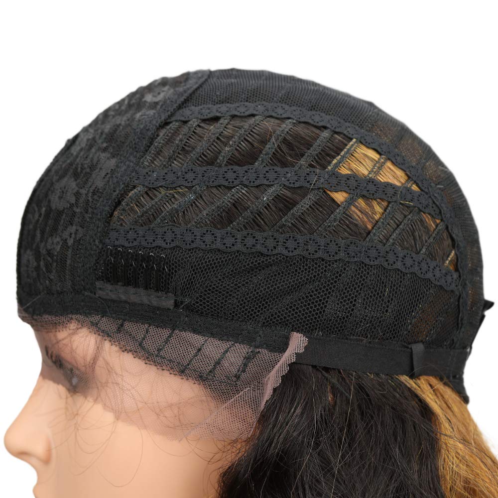 Joedir Lace Front Wigs Ombre Blonde 28'' Long Small Curly Wavy Synthetic Wigs For Black Women 130% Density Wigs(TTPN4/270A/24F)