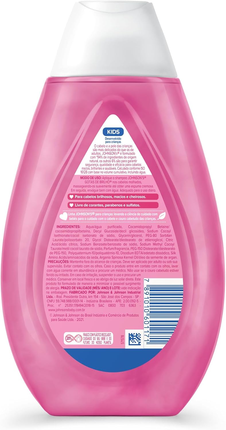 Shampoogotas de Brilho, Johnson'S Baby, Rosa, 400 Ml
