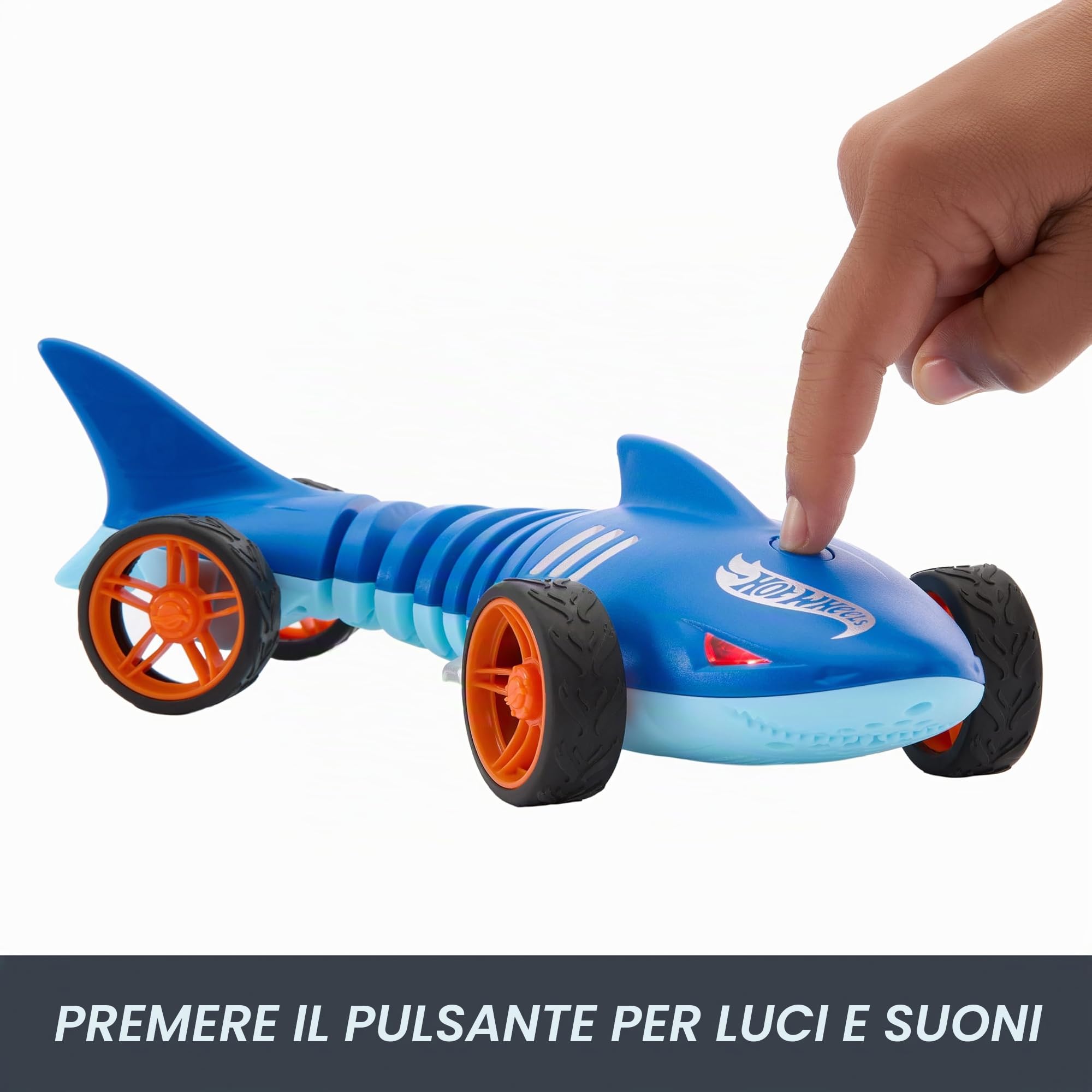 Hot Wheels RC 1:15 Scala Shark Speeder, Veicolo telecomandato che si piega, gira e scivola come una macchina mutante, dispone di luci e suoni