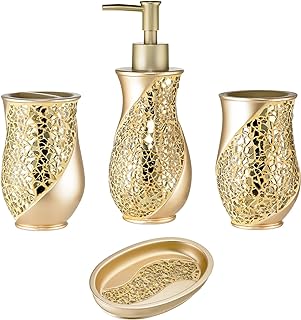 Zahari Home 4pc Sinatra Stylish Bathroom Accessories Set Champagne Gold ...