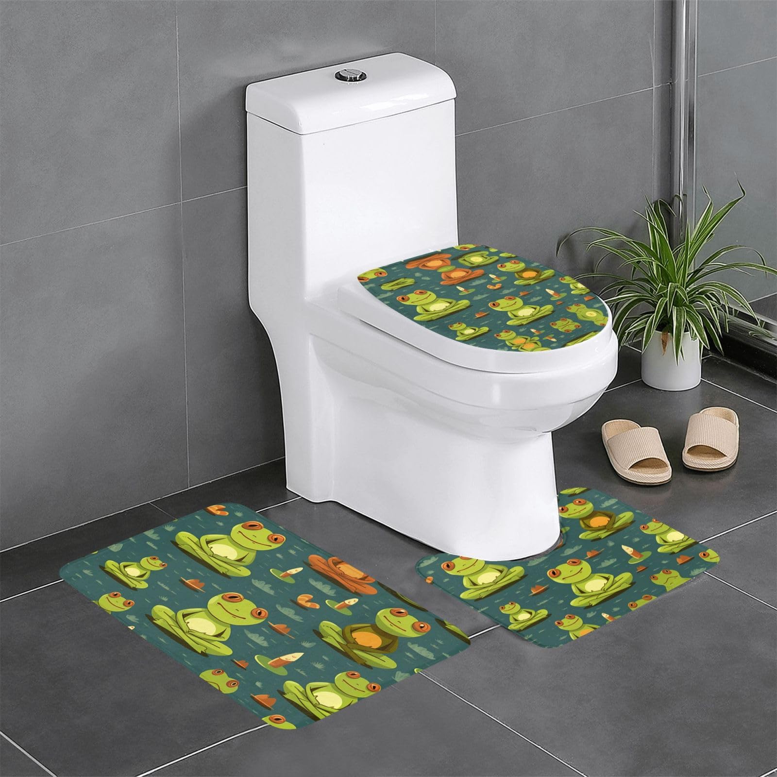 Tapis de sol de salle de bain grenouille amusante pour égayer vos toilettes