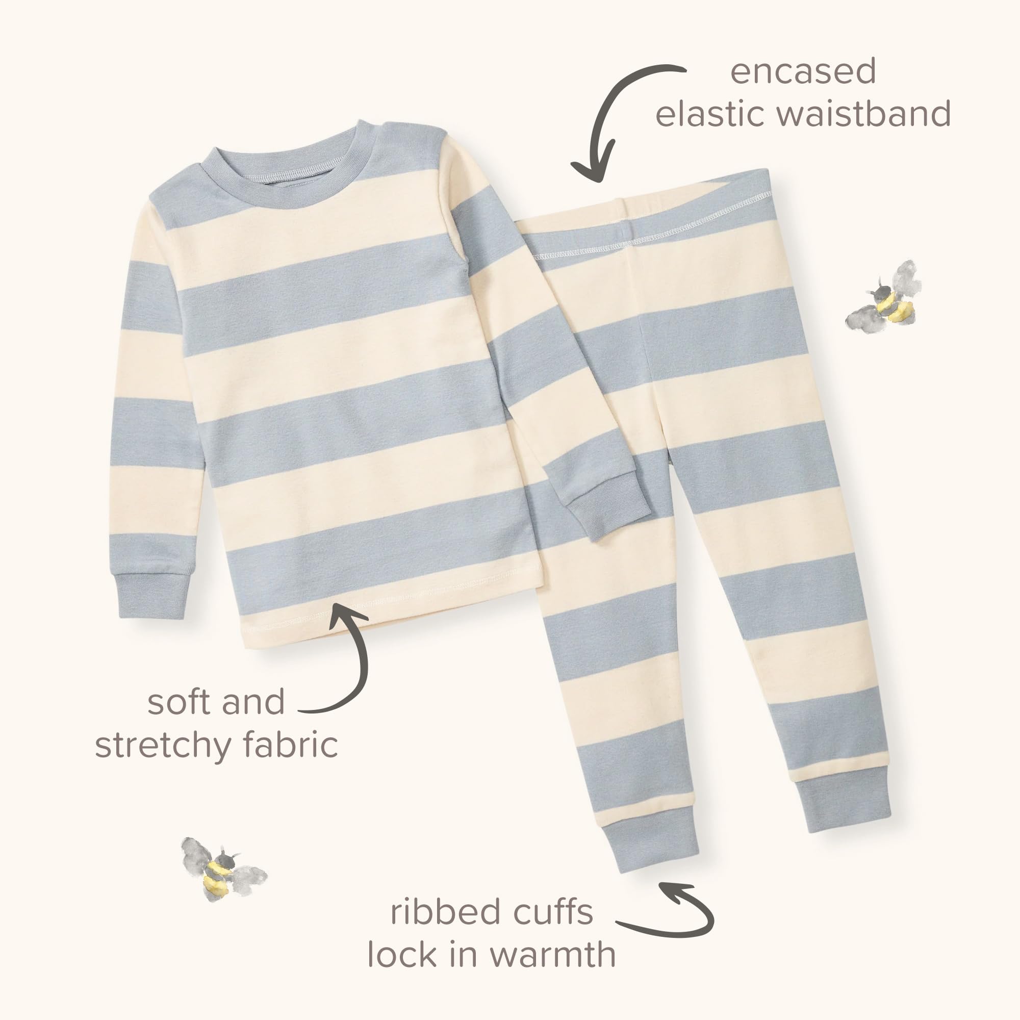 Burt's Bees Baby Toddler Cloud Bee Tee & Pant Set Pantaloni del Pigiama per Bambino e Neonato Bambine e Ragazze (Pacco da 1)
