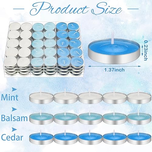 Miniatura 2 de MTLEE Juego de 300 velas de té de Navidad, velas votivas a granel, fragancias a granel adecuadas para todos los eventos (menta, cedro, bálsamo)