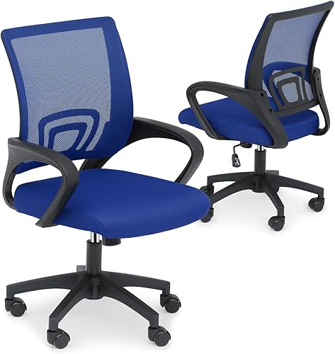 Miniatura 13 de Athena Collection Silla de oficina para computadora, silla de escritorio ergonómica con ruedas rodantes, soporte de espalda de malla y altura Negro