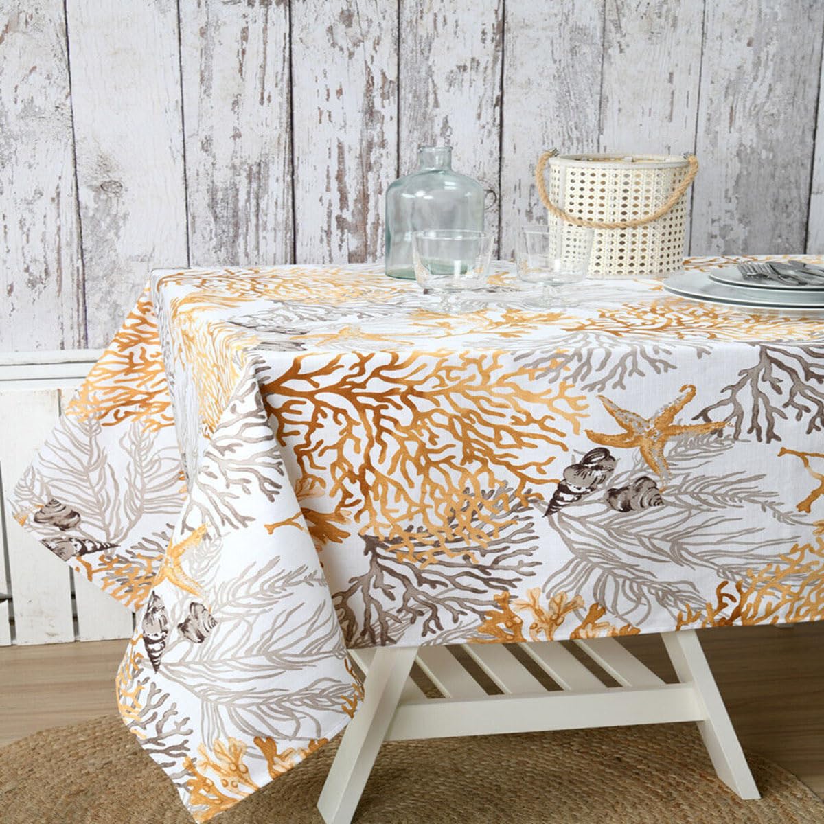 Nappe enduite Guiberon Moutarde anti-tache pour supprimer les corvées de linge