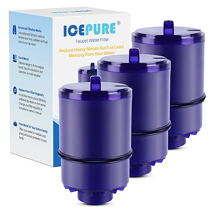 ICEPURE RF-9999 Faucet Water Filter Repacement for Pur RF9999 RF3375 FM2500V FM-3700 PFM450S PFM350V PUR-0A1 Classic Faucet Mount Filter Filtration System (Pack of 3)