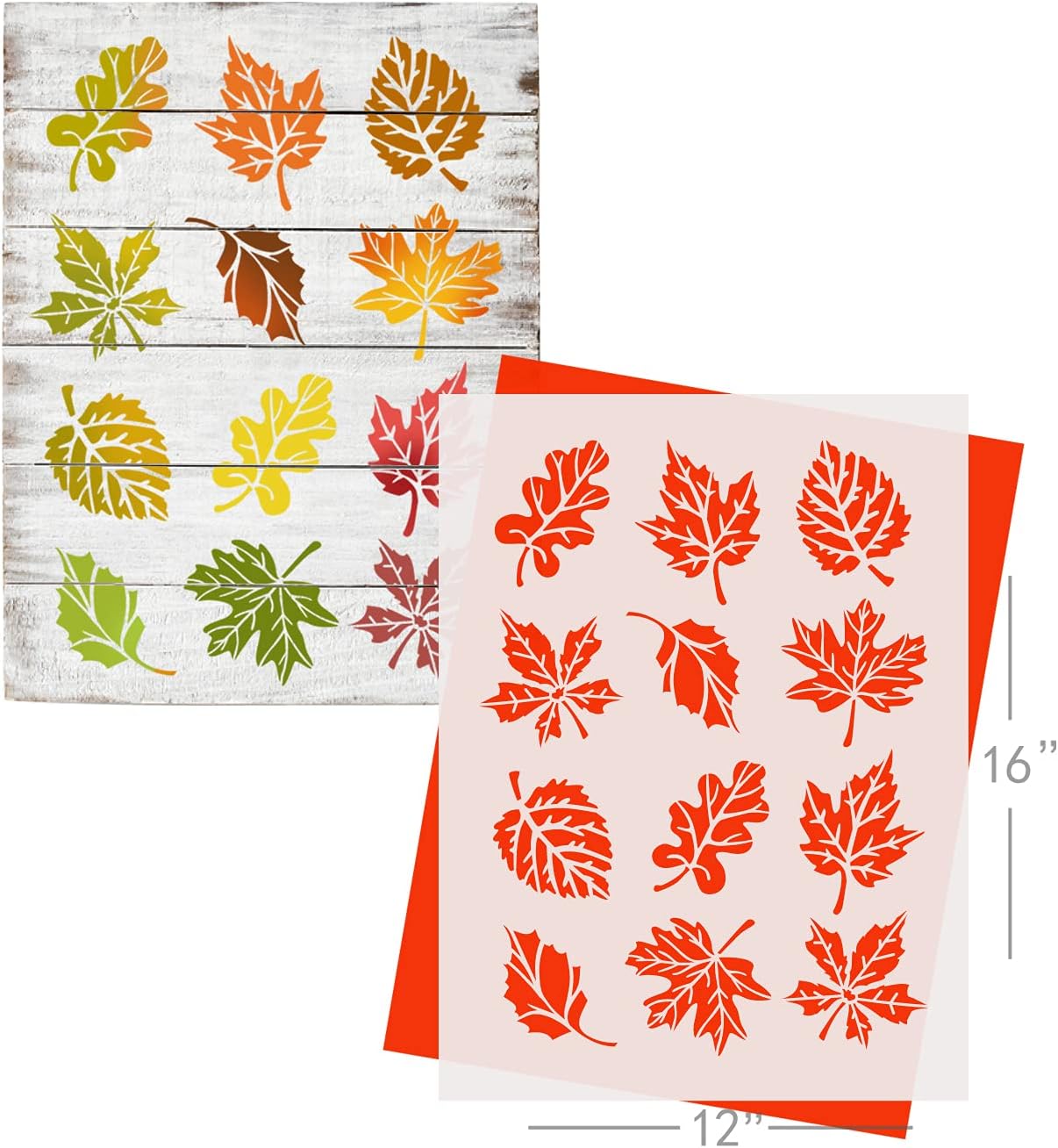 GSS Designs Leaf Stencil for Painting - Fall Leaves for Wood, Wall, Fabric, Canvas, Paper Crafts, Card Making Background - Reusable Mylar Large Stencil 12x16 Inch