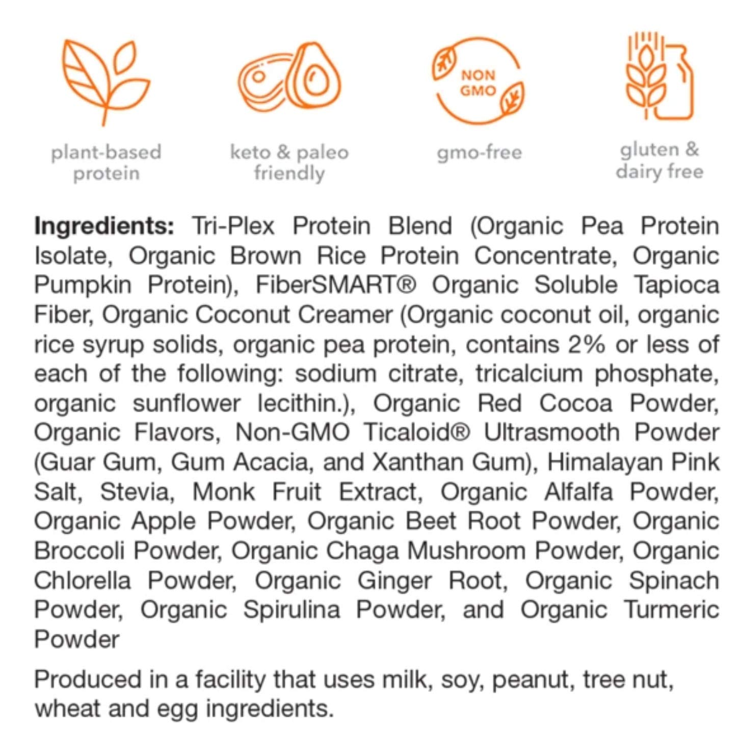 310 Nutrition - Vegan Organic Plant Powder and Meal Replacement Shake - Gluten, Dairy, and Soy Free - Keto and Paleo Friendly - 0 Grams of Sugar - Chocolate - 28 Servings : Health & Household