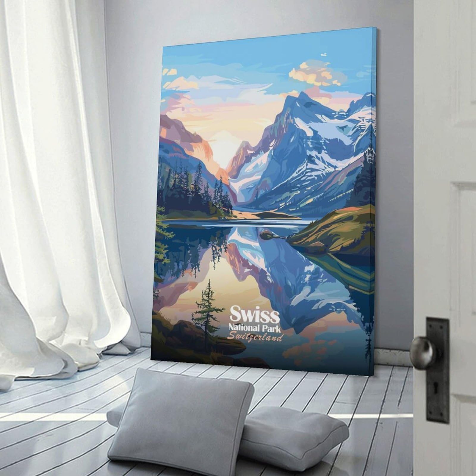 Junmoney Swiss National Park, Switzerland Landscape Canvas Wall Decor 08x12inch(20x30cm), for Corridors, Hallways Or Apartment Entries, A Stylish Accent for Home Entrances