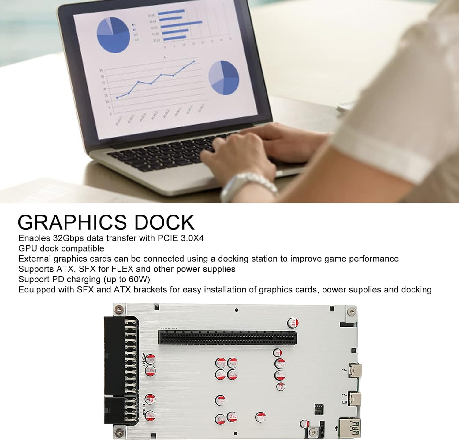 Zopsc TH3P4G3 Graphics Docking Station, Laptop External Graphics Card with PCIE3.0X4, 40Gbps, Support ATX, SFX for Flex, for 's Device Chip JHL7440