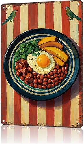 FANPOK Cartel de metal vintage divertido de Bandeja Paisa, arte de pared para el hogar, sala de estar, oficina, bar, decoración de 8 x 12 pulgadas
