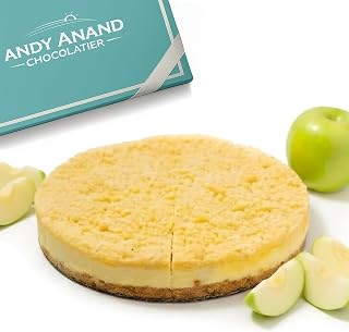 ANDY ANAND CHOCOLATIER Sugar-Free Gourmet Apple Streusel Cheese Cake 9" 2.8 lbs. Keto & Diabetic Friendly, No Added Sugar. Real California Cream Cheese, Artisan, Halal, Vegetarian, Reusable Tray