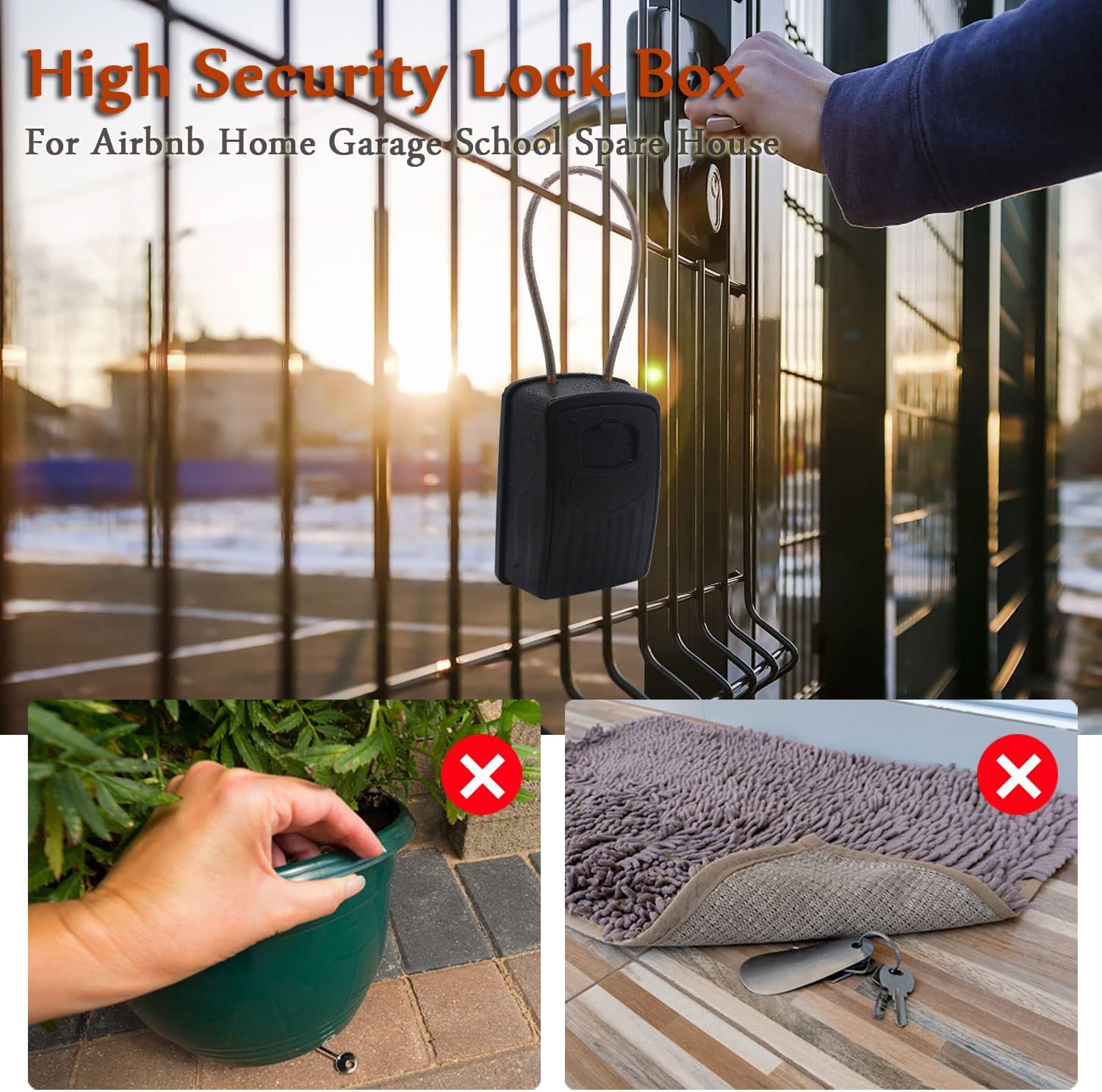 Extra Large Key Storage Security Lock,V-Resourcing Re-settable 4 Digit Combination Lock Box with Removable Chain,Share and Secure Keys for Home,Office,Garage etc : Office Products