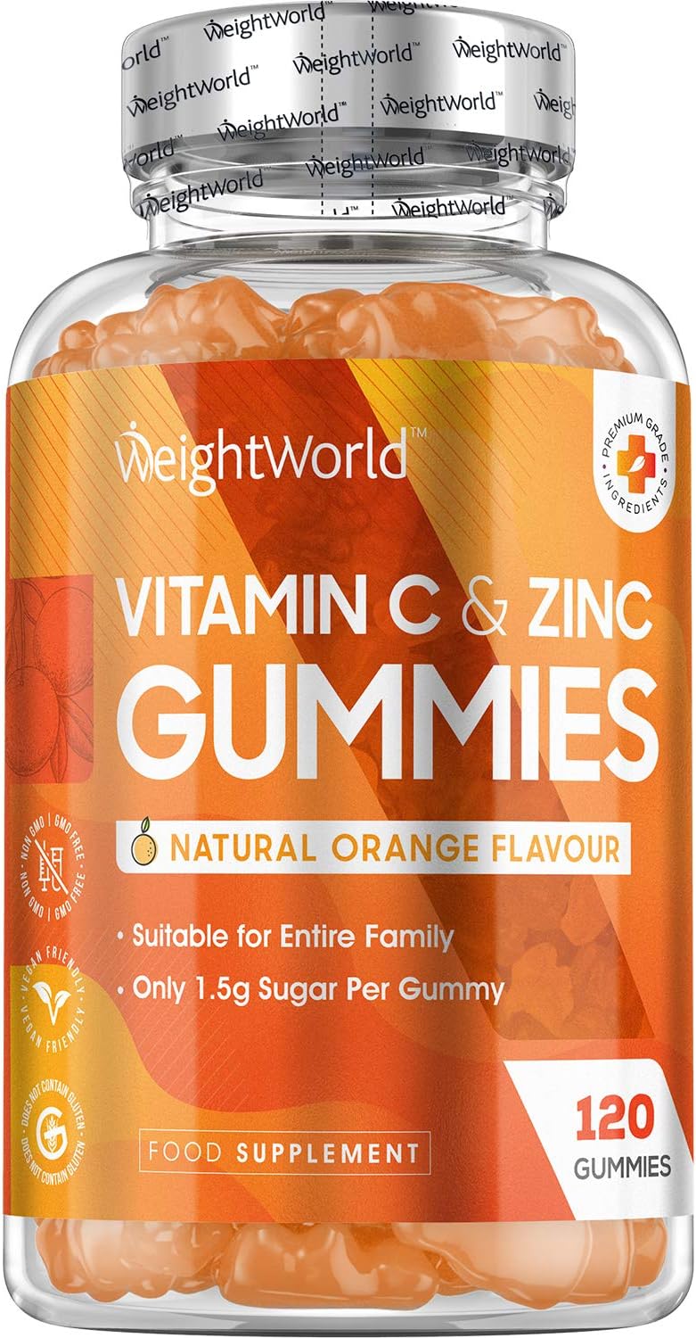Vitamin C and Zinc Gummies 120 Vegan Gummies (2 Month Supply) Orange