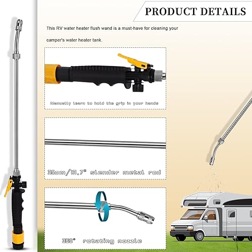 Miniatura 5 de Varilla de ánodo para calentador de agua RV y enjuague de tanque de calentador de agua para caravana, 4.5 pulgadas de largo x 12 pulgadas, varilla