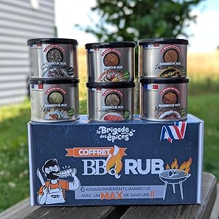 La Brigade des Épices - Coffret BBQ LOVER - Cadeau pour Hommes - 6 Marinades sèches et rubs pour Barbecue - Fabriquées en France & 100% Naturels