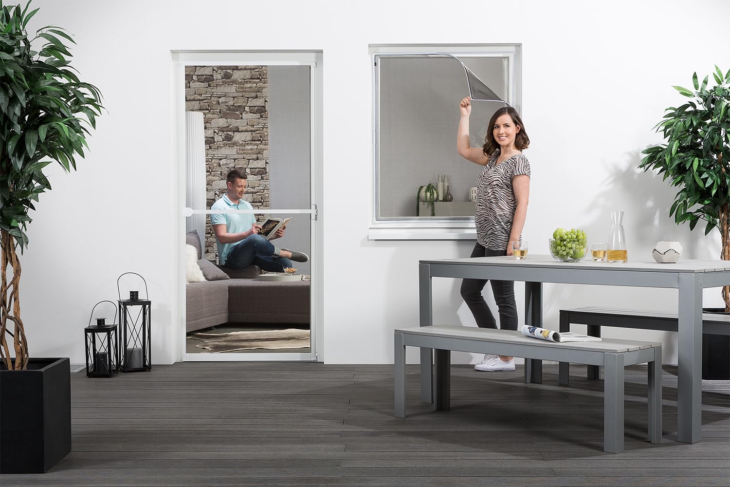 empasa Fliegengitter Magnet Fenster 'EASY 2.0' selbstklebendes Magnetfenster Insektenschutz flexibler Magnetrahmen mit umlaufendem Magnetstreifen, Farbe:weiß, Größe:60 x 80 cm