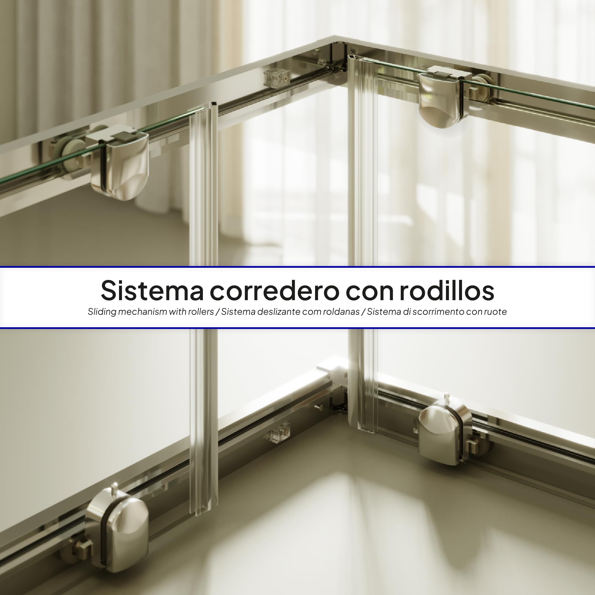 Mampara de Ducha Diana 70x140x190cm, REVERSIBLE, Puertas Correderas, Ajuste 67.5-69.5x137.5-139.5cm, Perfiles Cromados, Cristal Templado Transparente 6mm