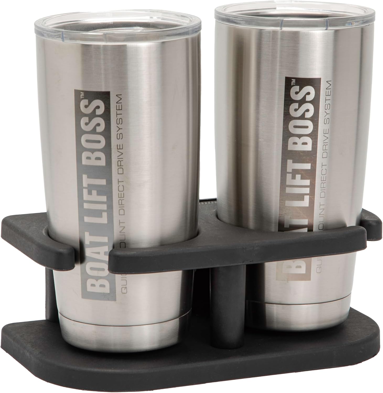 Extreme Max 3005.5695 Adjustable 2-Drink Mug Cup & Can Holder for Horizontal and Vertical Square Pontoon Rails - Black