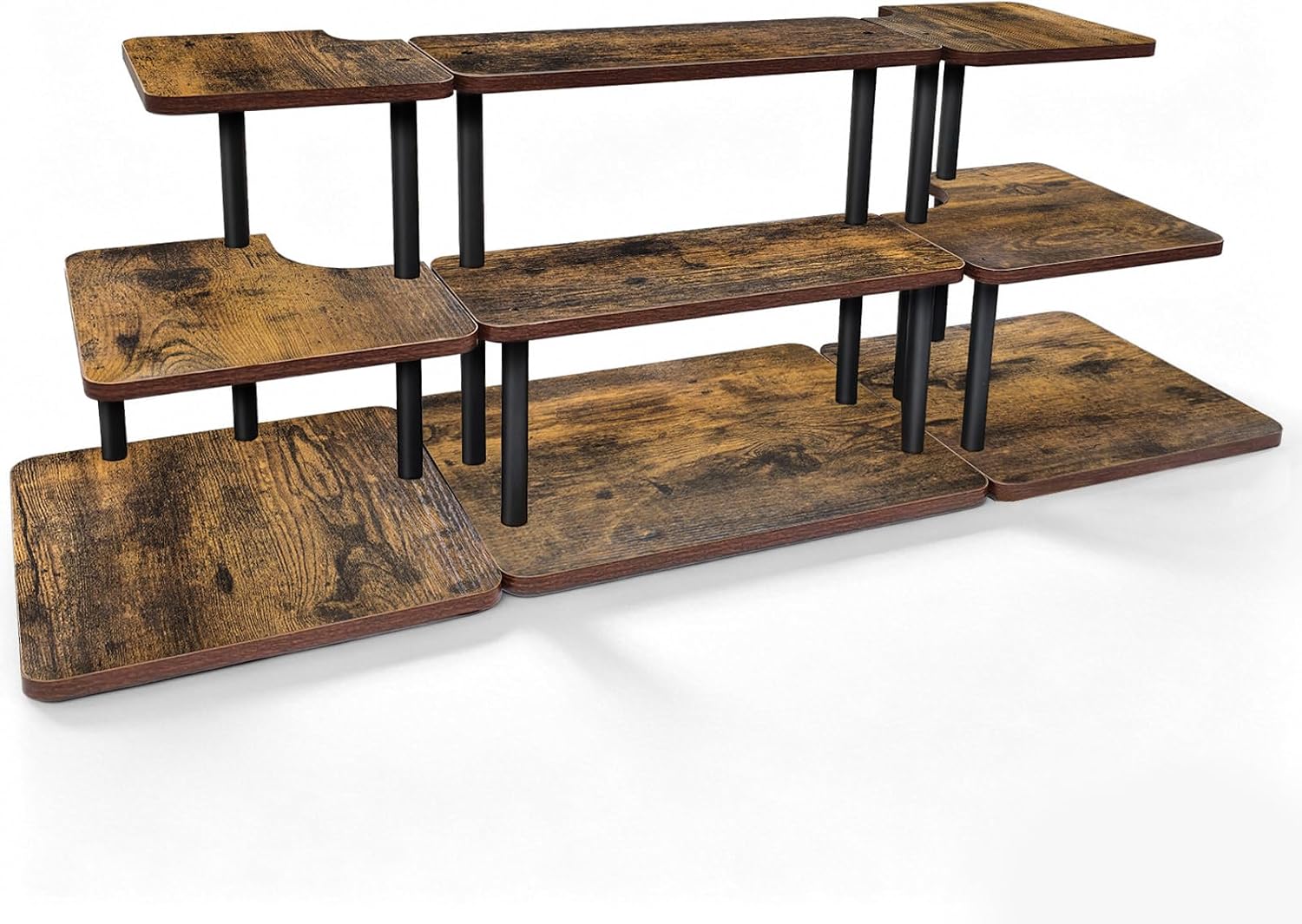 Retail Display Risers, 3 Tier Wooden Cupcake Stand Rustic Tiered Tray Stand | Large 39.4" Dessert Table Display Set, Countertop Display Shelf for Farmers' Market Vendor Events, Perfume Organizer