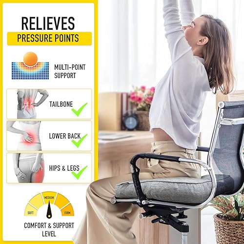 Miniatura 5 de SUNROX LokGrip - Cojines de espuma viscoelástica de gel antideslizante para aliviar el dolor de coxis, resistentes a las manchas, cojín de asiento