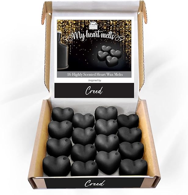 Creed Wax Melts: 16 x 5g Heart Shaped Wax Melts Scented and Inspired by Creed Perfume, Vegan & Pet Friendly, Cruelty & Plastic Free, Handmade in UK, Candle Alternative