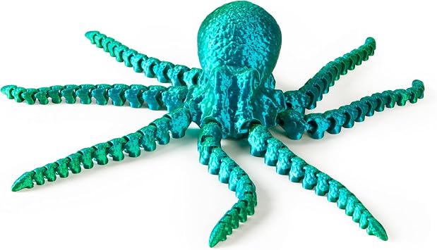 3D Printed Octopus Toy - Articulated Fun Fidget for ADHD & Stress Relief Ideal Home Decor & Unique Gift Creative Design Great for Offices & Living SpacesGreen