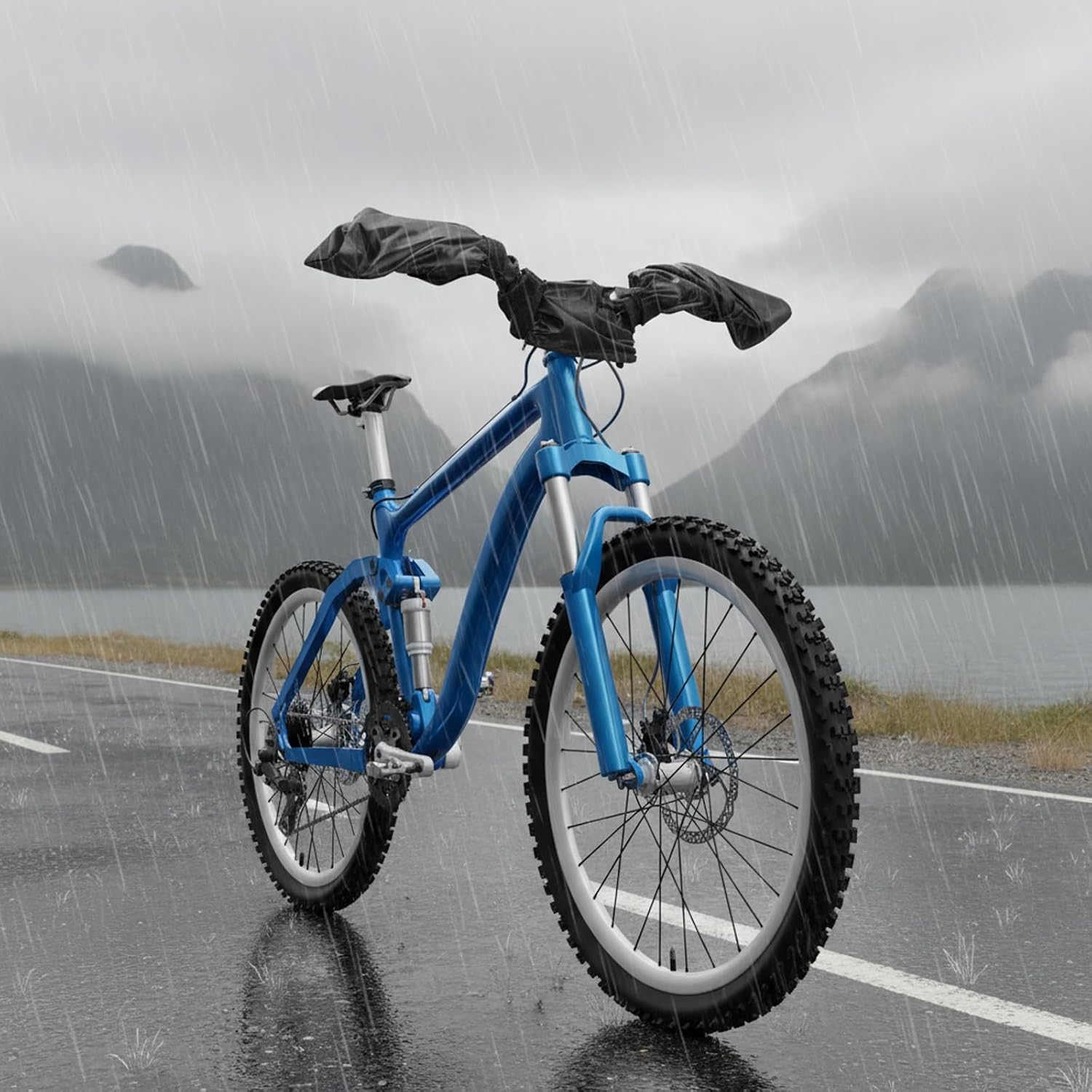 Ebike Handlebar Protective Cover Waterproof Electric Bicycle Handlebar Hood Rain UV Protection Sleeve Case with Zipper and Fastening Strap for Electric Bike Cycling Equipment