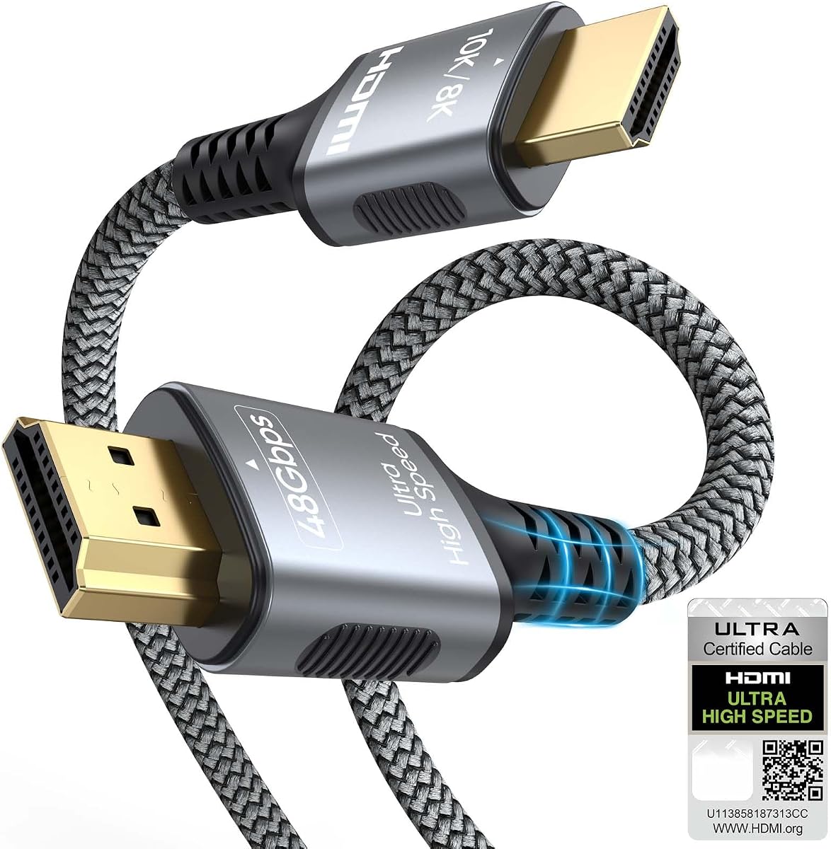 HDMI ARC/eARC Cable 10FT,Certified HDMI 2.1 Cable for Soundbar to TV | Ultra High Speed 48Gbps, 8K@60Hz 4K@120Hz, Dolby Atmos DTS:X for Bose Sonos Sam-sung Sony LG Soundbar Home Theater Setup