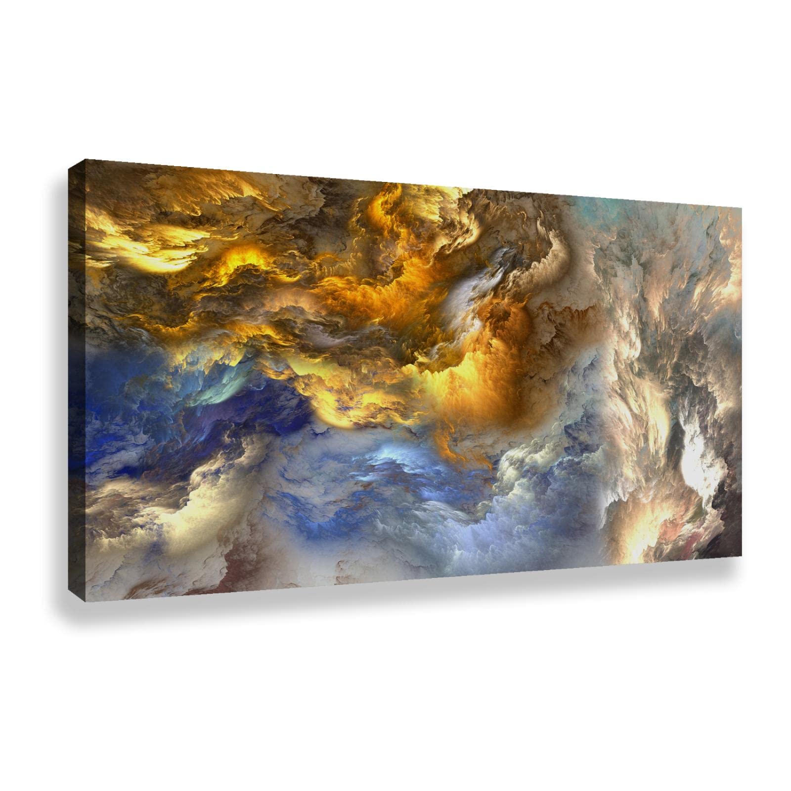 UIRINGART Abstract Landscape Canvas Painting Abstract Fluid Art Blue And Orange Gradient Clouds Modern Printing Wall Art For Living Room Decor 75x145cm Inner Frame