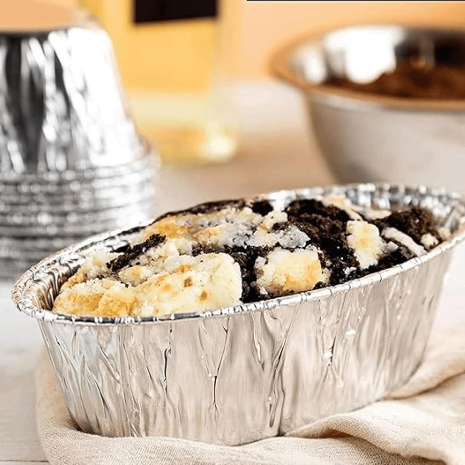 JetFoil Oval Disposable Aluminum Loaf/Challah Pans 5lb - Foil Disposable Loaf Pans for Baking Cakes - 100% Recyclable Tins Containers - Perfect for Cookware - 120 Count, BS550