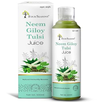 Four Seasons Neem Giloy Tulsi Juice 500ml | Benefit of 3-in-1 Immunity Boosters | Improve Live & Respiratory Health | Stress Reflif - Digestive Wellness (1)