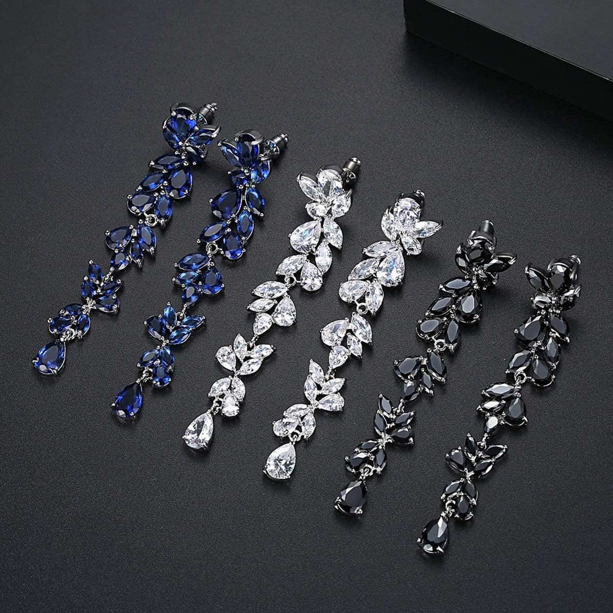 UDYLGOON Cubic Zirconia Chandelier Earrings for Women - Long Dangle Drop Earrings for Wedding Bridesmaid Prom Party