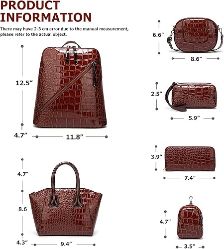 Miniatura 4 de Sweetovo Bolsos y monederos de cuero para mujer, bolsa de mano, mochila, bolsas de hombro, carteras, juego de 6 piezas