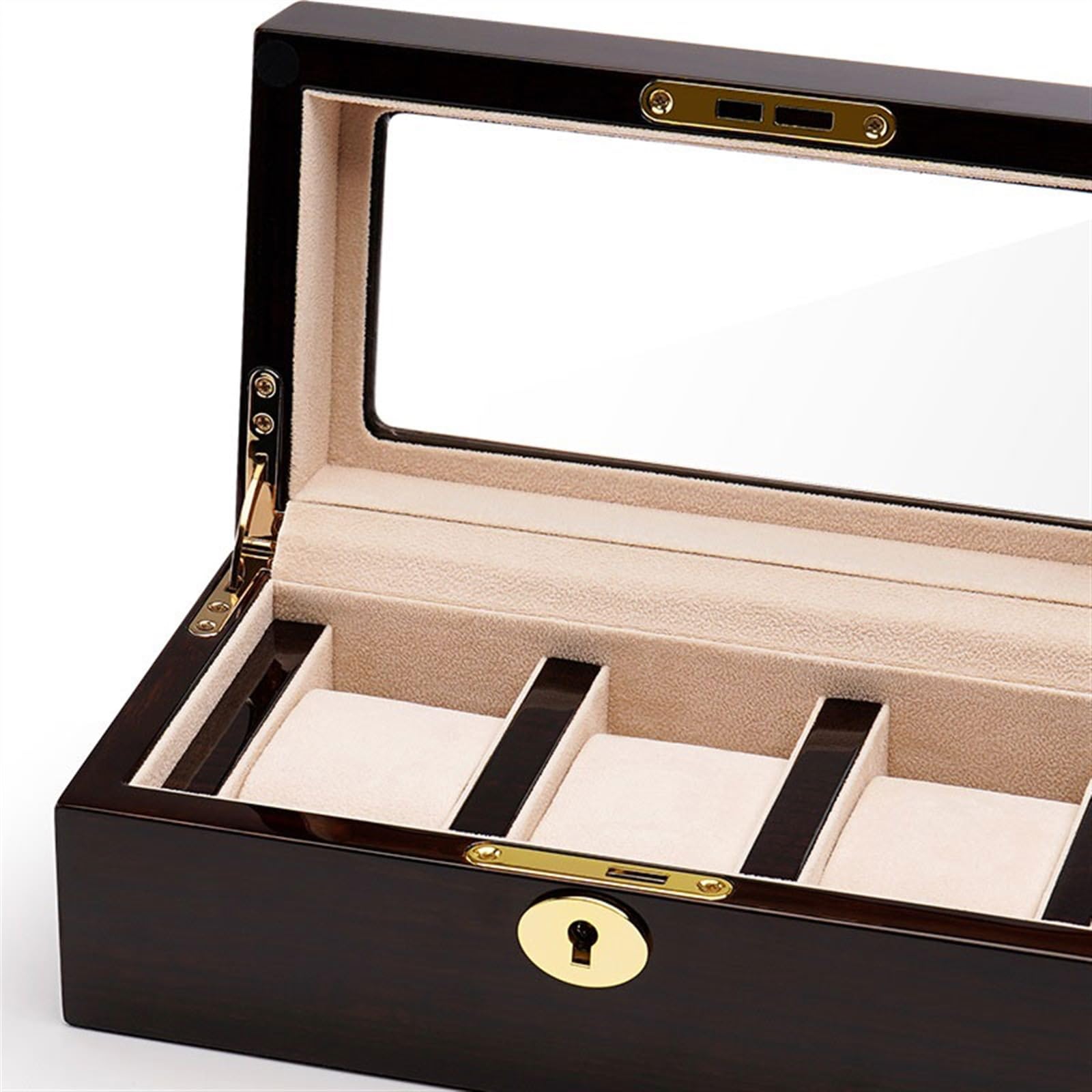 CLoxks Uhren Aufbewahrungsbox Hochwertige Holzlack-Uhrenaufbewahrungsbox mit DREI Karierten Uhrenhaltern. Uhrensammlungsbox Uhrenbox (Color : Schwarz)
